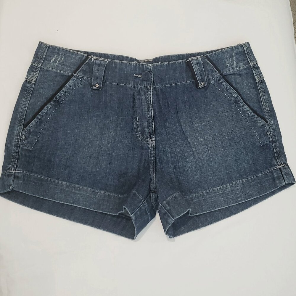 3/$21 Blue Rinse Cotton Jean Shorts with detailing
